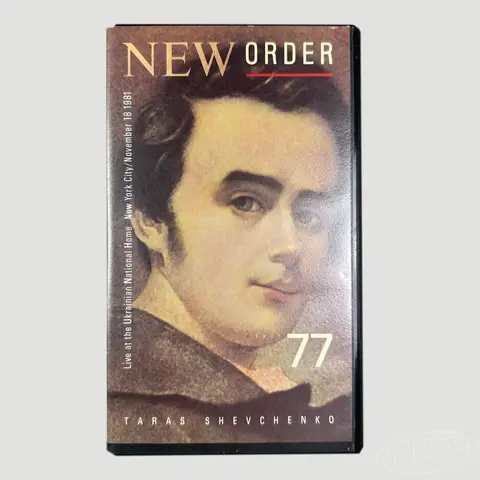 This is a VHS video tape of the band New Order's live performance, titled Taras Shevchenko.