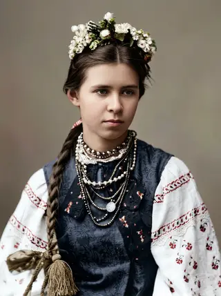 Lesya Ukrainka in a floral wreath