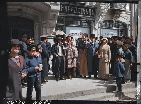 David Burliuk, Vladimir Mayakovsky, Vasily Kamensky, and Sergei Gorodetsky during a walk in Tiflis