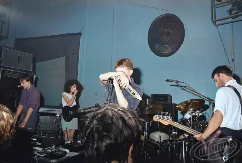 Band New Order performing live in New York in 1981 at the Ukrainian National Home