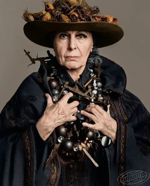 Portrait of the American sculptor Louise Nevelson, taken by the celebrated fashion and portrait photographer Richard Avedon. The image was captured in New York in 1975. 