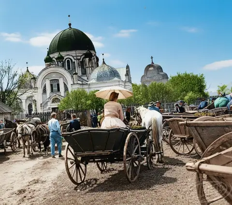 Church with carriages