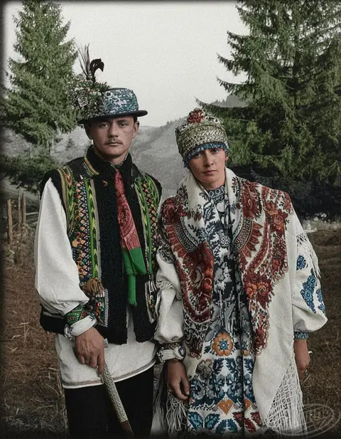 Couple in festive traditional attire